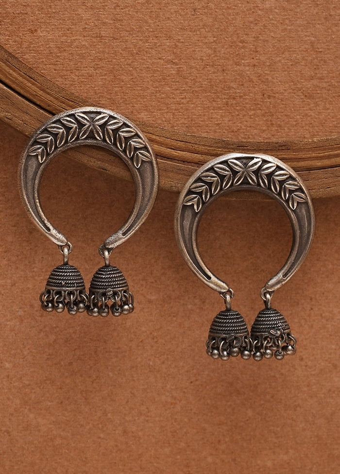 Silver Tone Brass Earrings - Indian Silk House Agencies