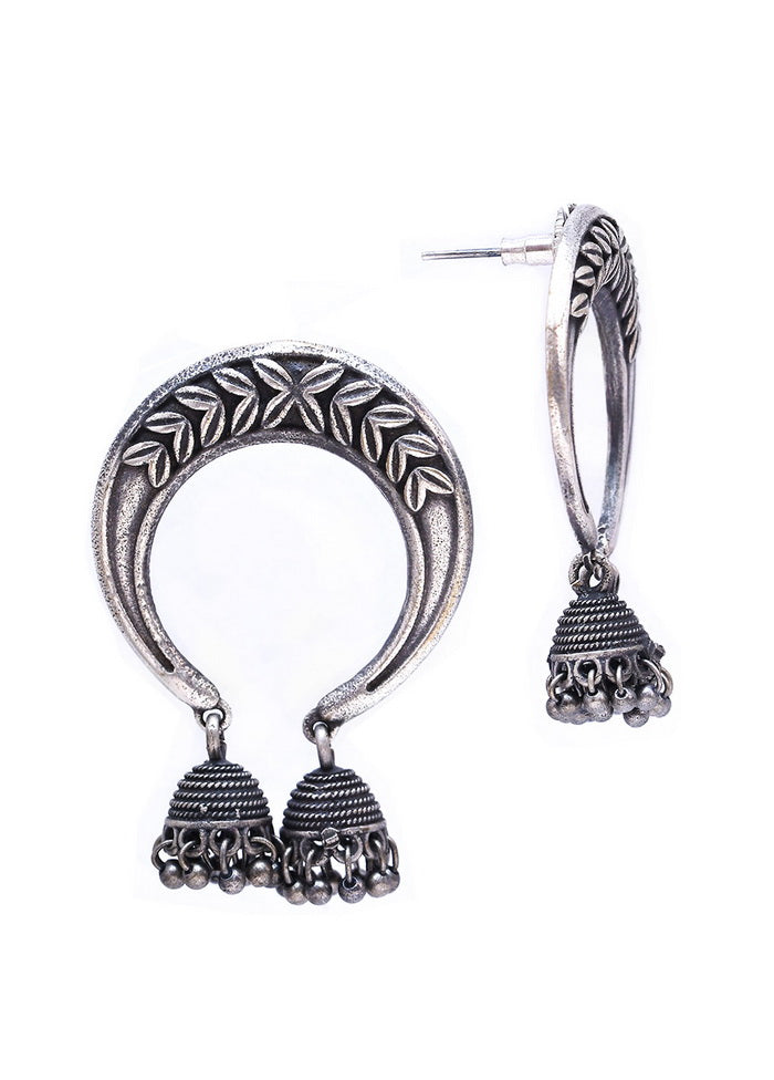 Silver Tone Brass Earrings - Indian Silk House Agencies