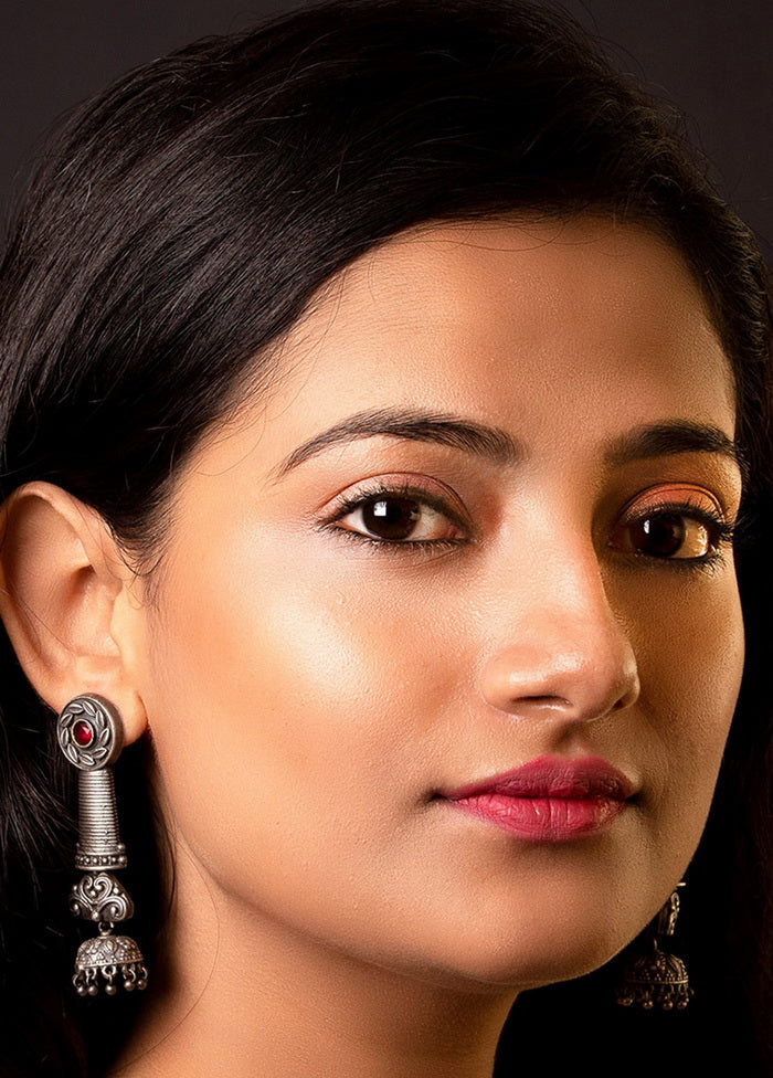 Silver Tone Brass Earrings - Indian Silk House Agencies