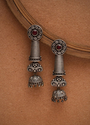 Silver Tone Brass Earrings - Indian Silk House Agencies