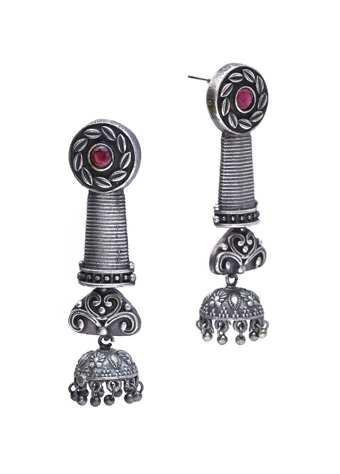 Silver Tone Brass Earrings - Indian Silk House Agencies