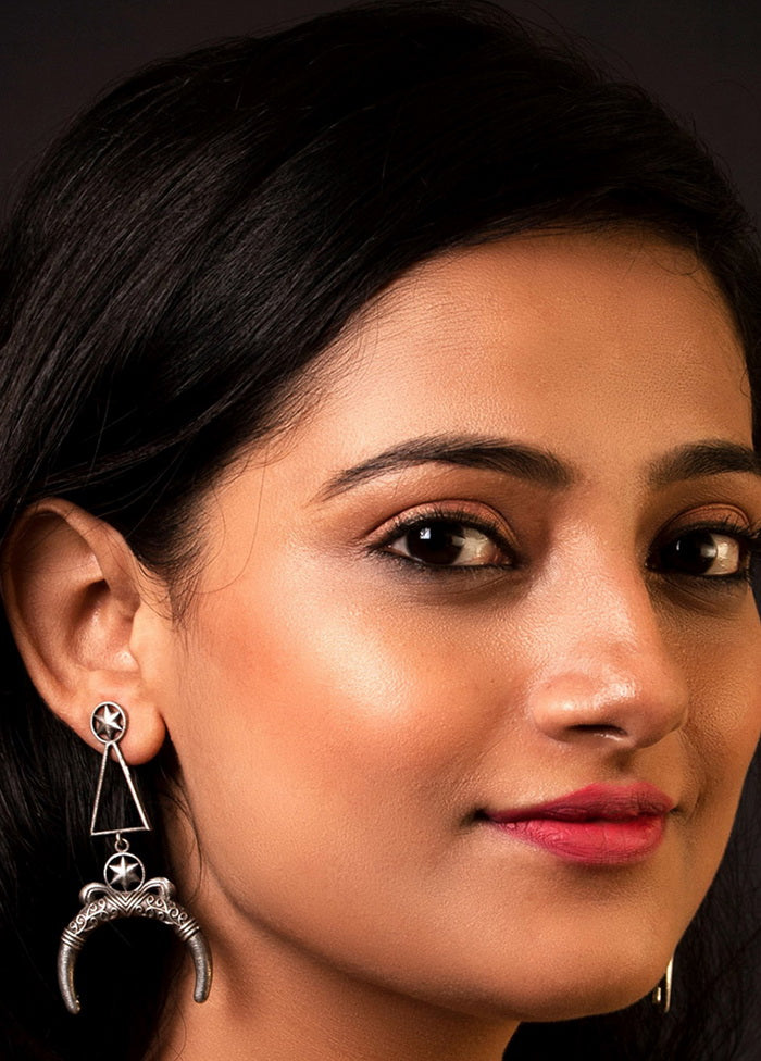 Silver Tone Brass Earrings - Indian Silk House Agencies