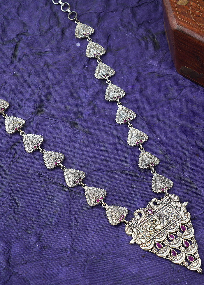 Silver Tone Brass Necklace - Indian Silk House Agencies