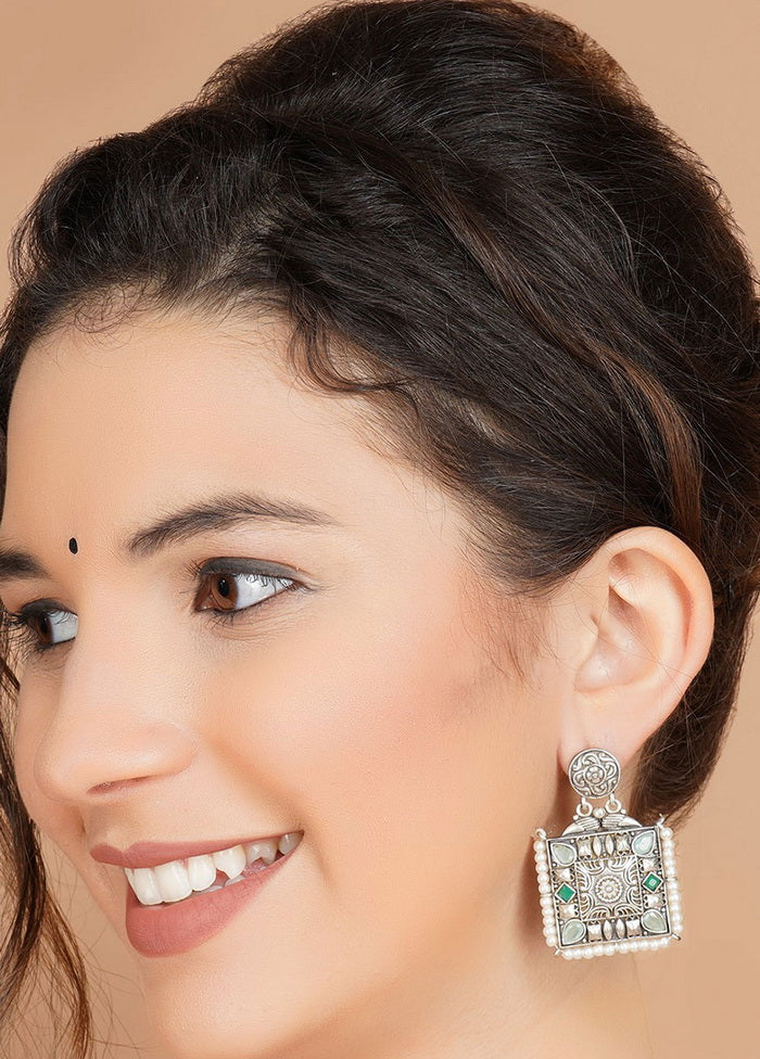 Handcrafted Silver Tone Brass Earrings - Indian Silk House Agencies