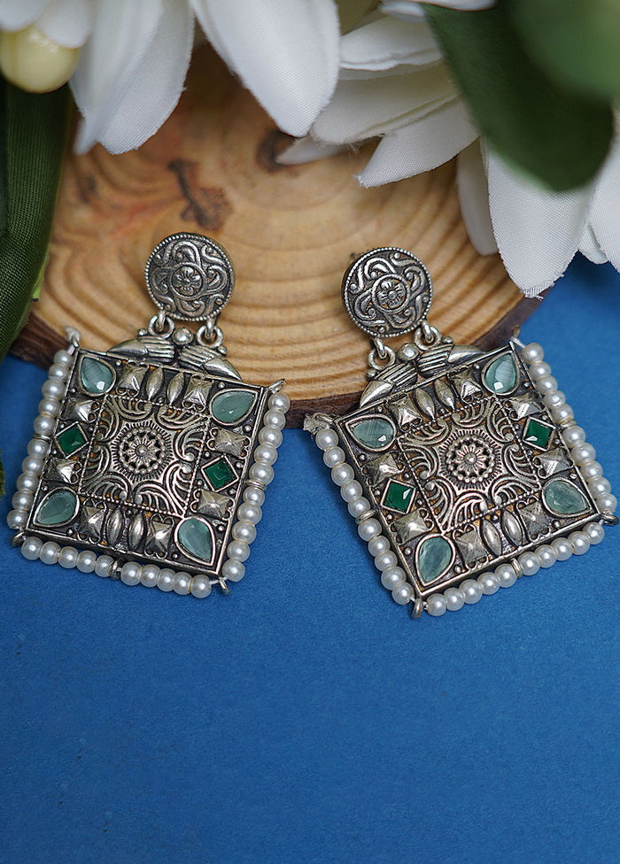 Handcrafted Silver Tone Brass Earrings - Indian Silk House Agencies