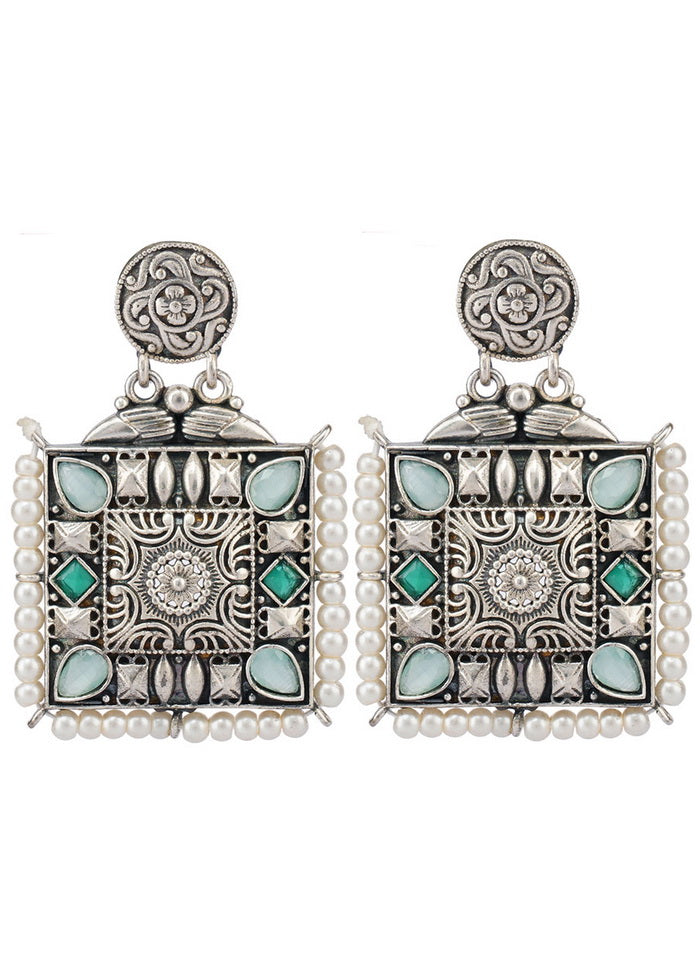 Handcrafted Silver Tone Brass Earrings - Indian Silk House Agencies