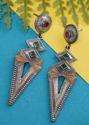 Handcrafted Dual Tone Brass Earrings - Indian Silk House Agencies