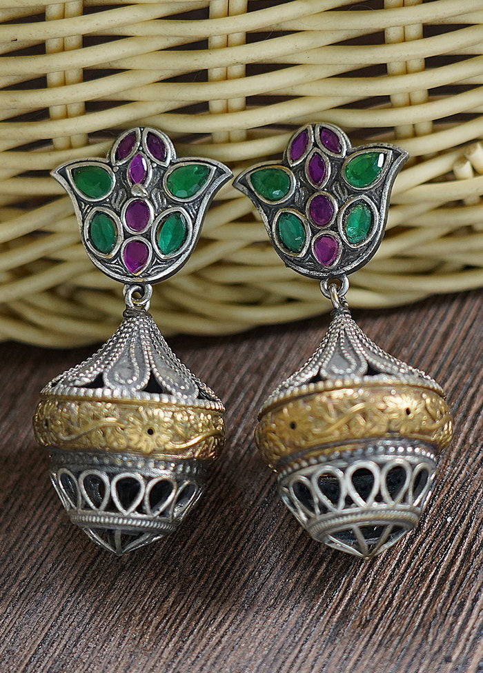 Handcrafted Dual Tone Brass Earrings - Indian Silk House Agencies