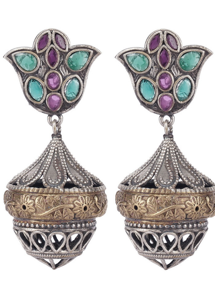 Handcrafted Dual Tone Brass Earrings - Indian Silk House Agencies