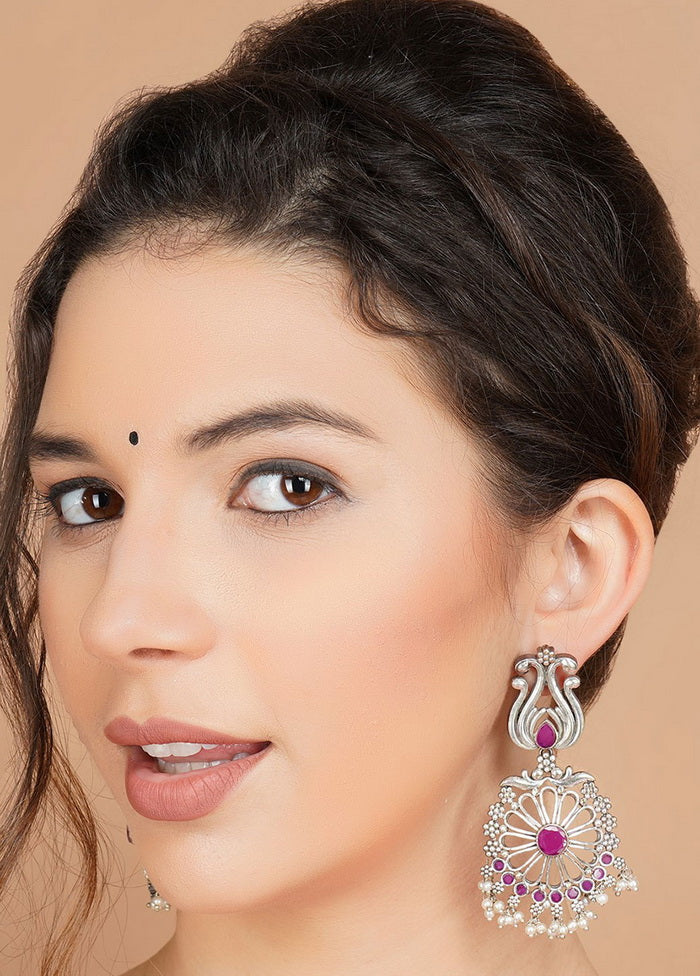 Handcrafted Silver Tone Brass Earrings - Indian Silk House Agencies