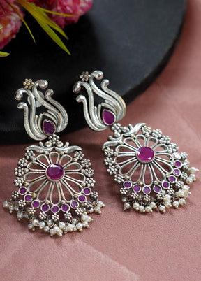 Handcrafted Silver Tone Brass Earrings - Indian Silk House Agencies