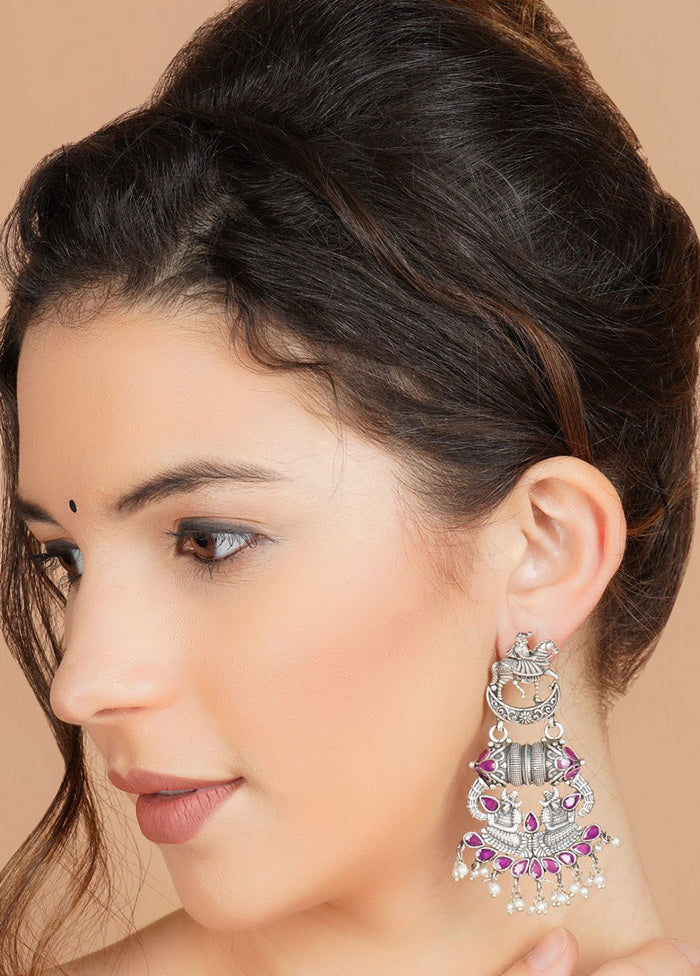 Handcrafted Silver Tone Brass Earrings - Indian Silk House Agencies