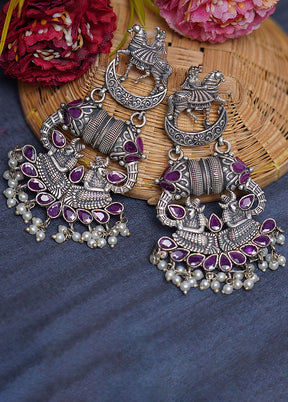 Handcrafted Silver Tone Brass Earrings - Indian Silk House Agencies