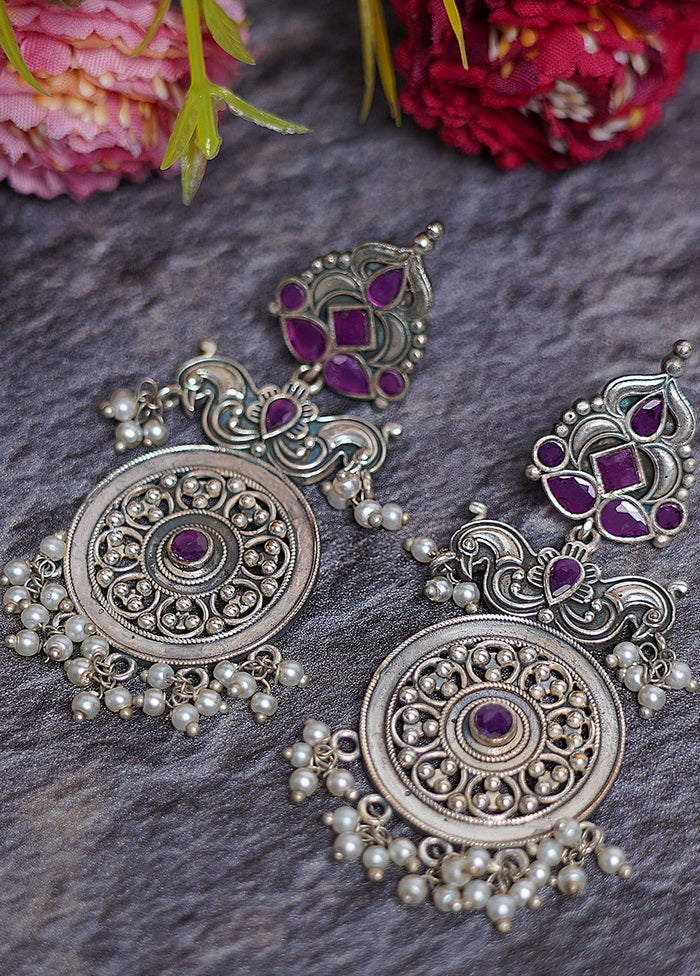 Handcrafted Silver Tone Brass Earrings - Indian Silk House Agencies