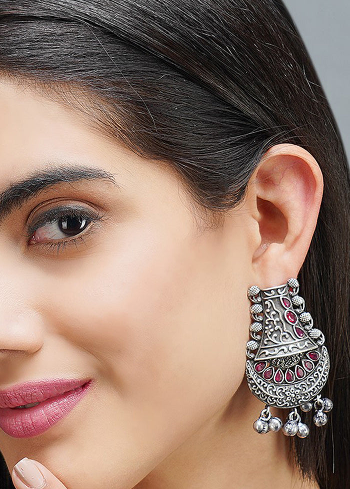 Ghungroo Style Silver Tone Brass Earrings - Indian Silk House Agencies