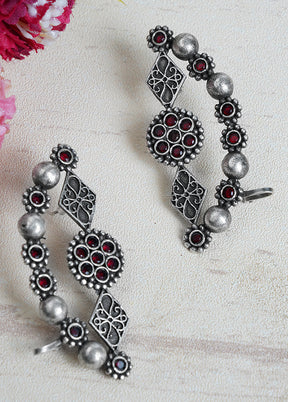 Silver Beads Pattern Silver Tone Brass Earrings - Indian Silk House Agencies