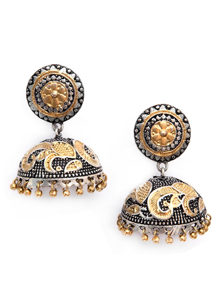 Dome Shape Dual Tone Brass Jhumka - Indian Silk House Agencies