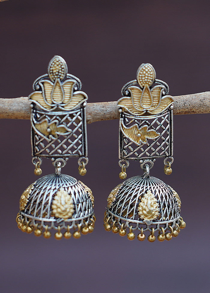 Handcrafted Dual Tone Brass Jhumka - Indian Silk House Agencies