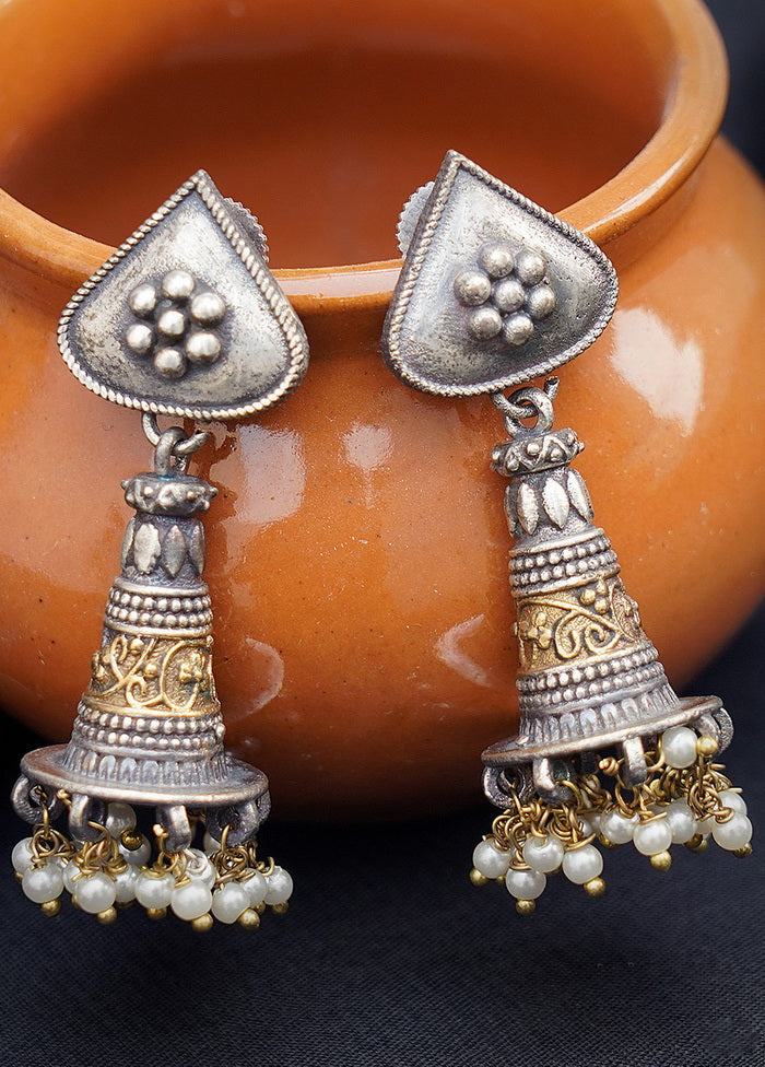 Handcrafted Dual Tone Brass Earrings - Indian Silk House Agencies