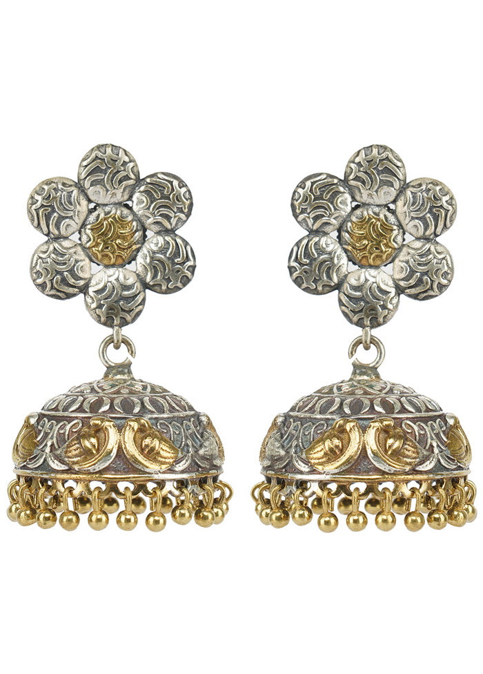 Handcrafted Dual Tone Brass Jhumka - Indian Silk House Agencies