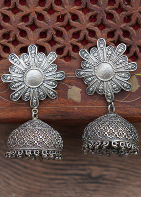 Handcrafted Silver Tone Brass Earrings - Indian Silk House Agencies