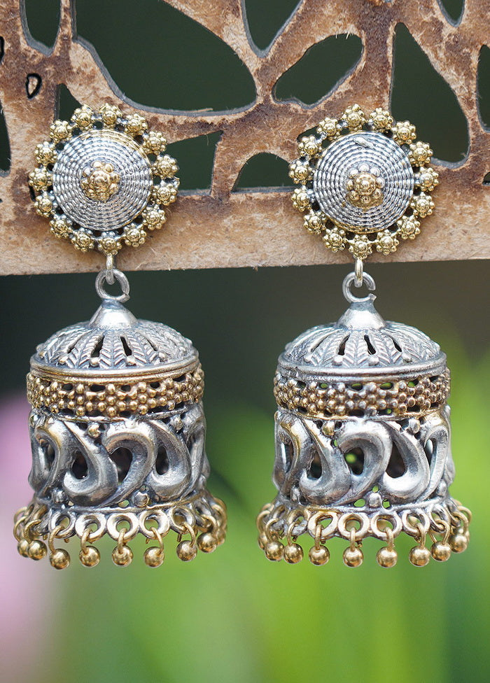 Handcrafted Dual Tone Brass Jhumka - Indian Silk House Agencies