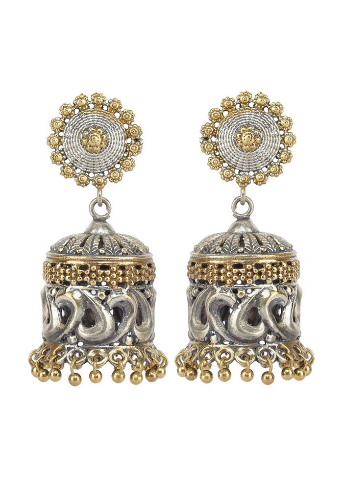 Handcrafted Dual Tone Brass Jhumka - Indian Silk House Agencies