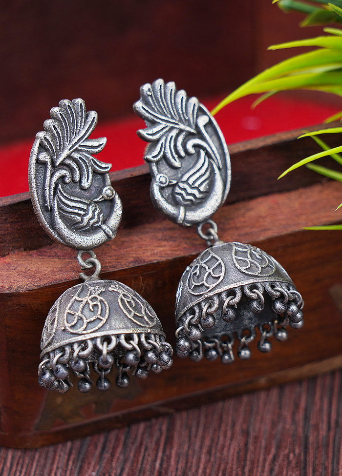 Handcrafted Silver Tone Brass Earrings - Indian Silk House Agencies