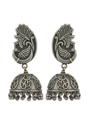 Handcrafted Silver Tone Brass Earrings - Indian Silk House Agencies