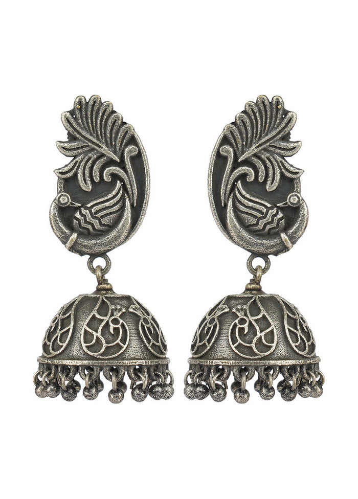 Handcrafted Silver Tone Brass Earrings - Indian Silk House Agencies