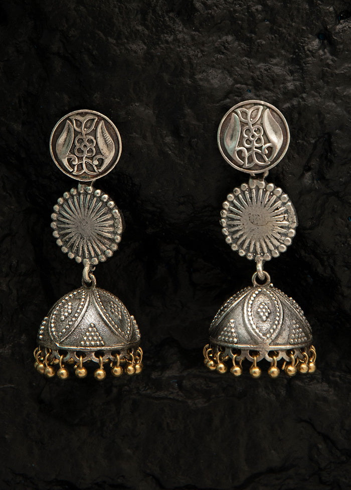 Long Pattern Dual Tone Brass Jhumka - Indian Silk House Agencies