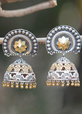 Handcrafted Dual Tone Brass Jhumka - Indian Silk House Agencies