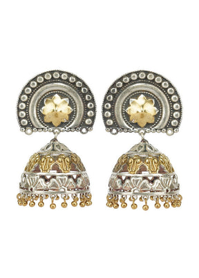 Handcrafted Dual Tone Brass Jhumka - Indian Silk House Agencies