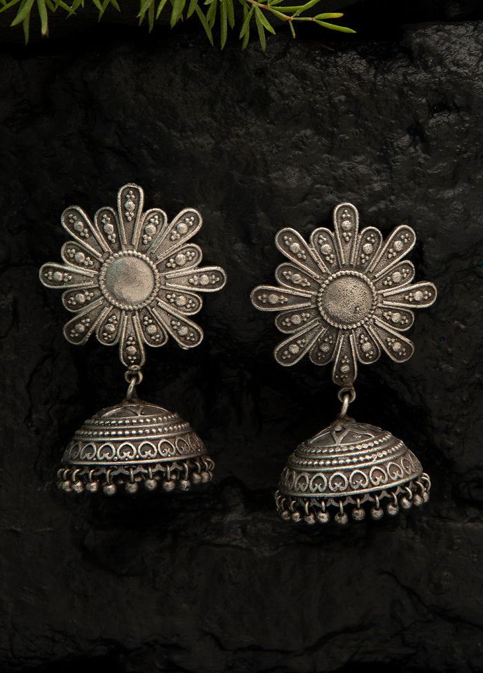 Handcrafted Silver Tone Brass Jhumka - Indian Silk House Agencies