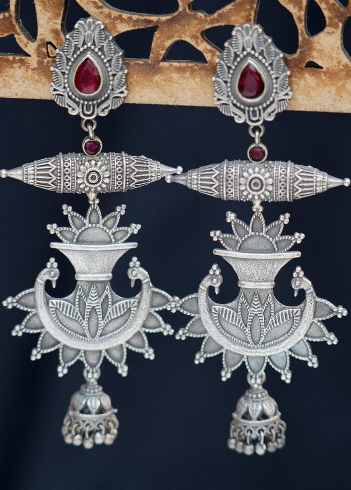 Handcrafted Silver Tone Brass Earrings - Indian Silk House Agencies