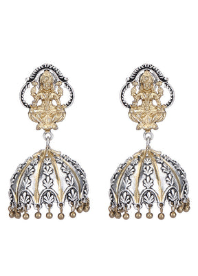 Silver Handcrafted Brass Jhumka - Indian Silk House Agencies