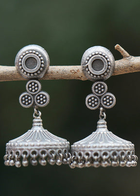 Handcrafted Silver Tone Brass Earrings - Indian Silk House Agencies