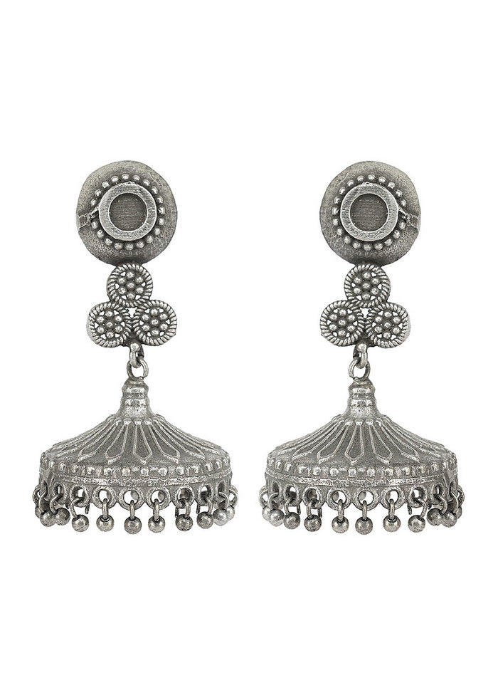 Handcrafted Silver Tone Brass Earrings - Indian Silk House Agencies