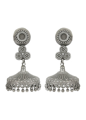 Handcrafted Silver Tone Brass Earrings - Indian Silk House Agencies