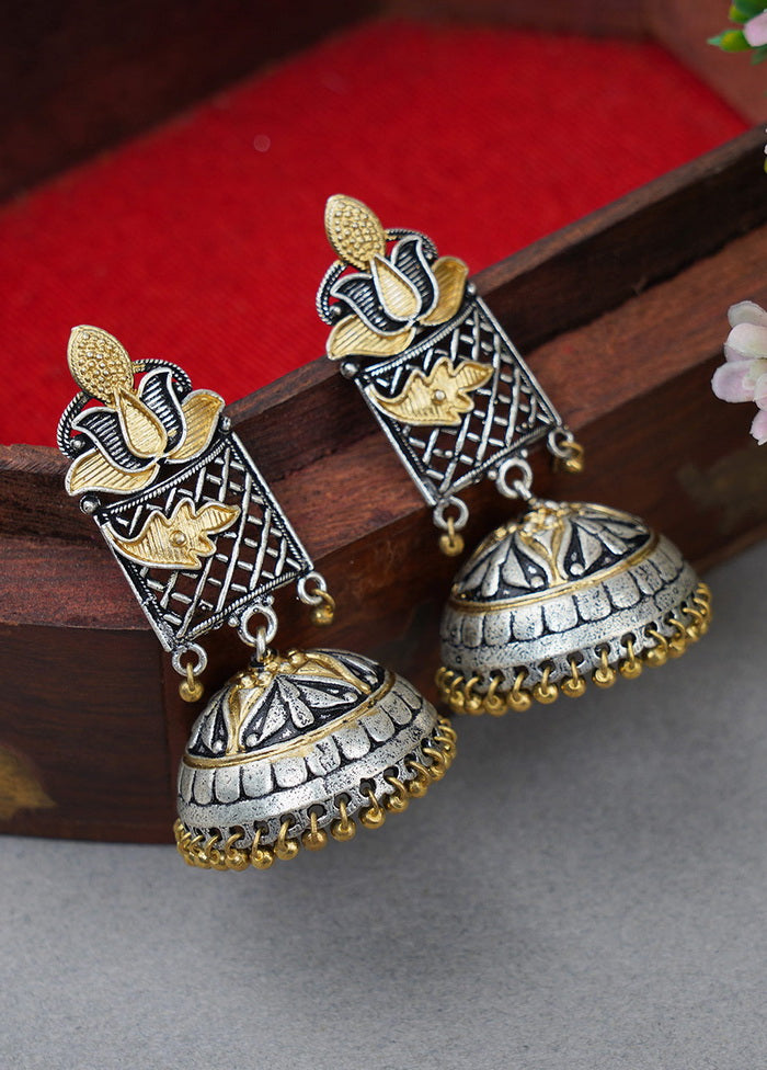 Handcrafted Dual Tone Brass Jhumka - Indian Silk House Agencies