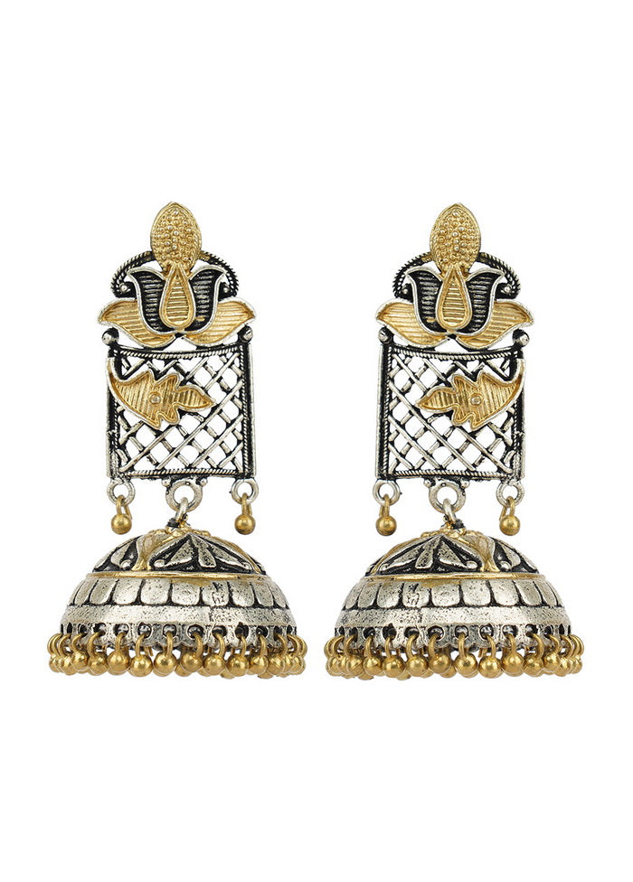 Handcrafted Dual Tone Brass Jhumka - Indian Silk House Agencies