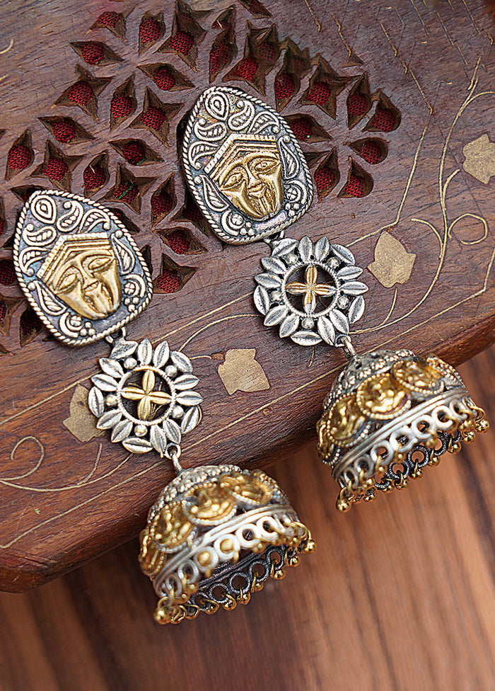 Long Style Dual Tone Brass Jhumka - Indian Silk House Agencies