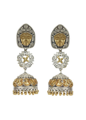 Long Style Dual Tone Brass Jhumka - Indian Silk House Agencies