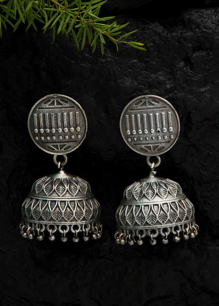 Handcrafted Silver Tone Brass Jhumka - Indian Silk House Agencies