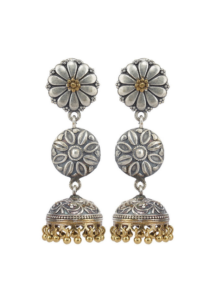 Long Style Dual Tone Brass Jhumka - Indian Silk House Agencies