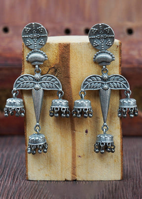 Handcrafted Silver Tone Brass Earrings - Indian Silk House Agencies