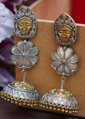 Handcrafted Dual Tone Brass Jhumka - Indian Silk House Agencies