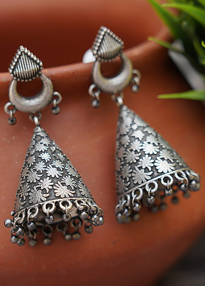 Handcrafted Silver Tone Brass Earrings - Indian Silk House Agencies