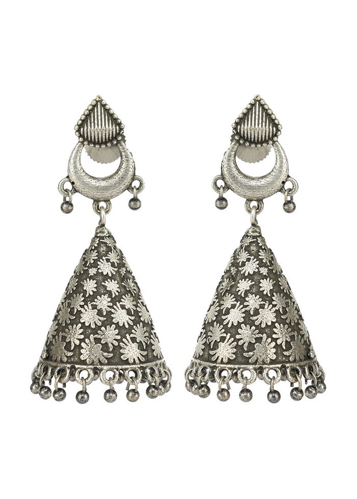 Handcrafted Silver Tone Brass Earrings - Indian Silk House Agencies