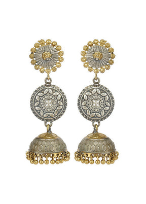 Long Tale Dual Tone Brass Jhumka - Indian Silk House Agencies